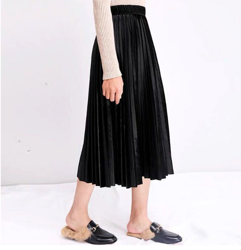 Gold velvet pleated skirt - ROUTINE FASHION
