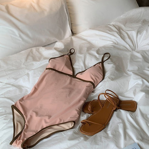 Simple One-piece Swimsuit Women Retro Hot Spring Swimsuit Women - ROUTINE FASHION