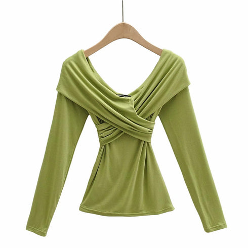 Explosive sexy cross strapless slim T-shirt women - ROUTINE FASHION