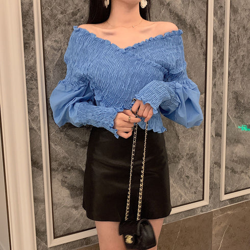 Puff sleeve Off shoulder blouse shirt - ROUTINE FASHION