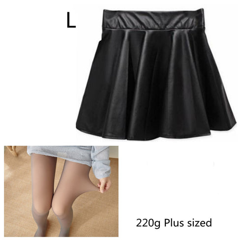 High waist Faux Leather Skirt sun skirt pleated skirt - ROUTINE FASHION