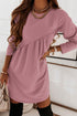Women's Long Sleeve Mini Tunic Casual Round Neck Loose Dress - ROUTINE FASHION