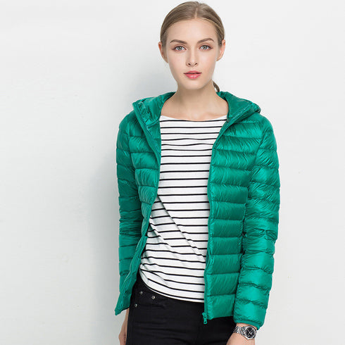 Lightweight Down Jacket Women Short Hooded Super Lightweight - ROUTINE FASHION