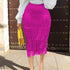 High Waist Patchwork Tassel Skirt Slim Wrap Hip Skirt - ROUTINE FASHION