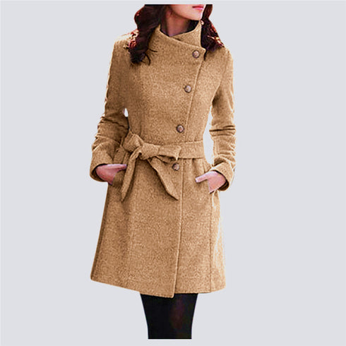 Womens Winter Lapel Wool Coat Trench Jacket Overcoat Outwear - ROUTINE FASHION