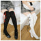 Over The Knee Socks Black And White Cross Ribbon Thigh Socks Female High Socks - ROUTINE FASHION