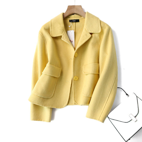 Fashion Pure Color Woolen Coat Women Short - ROUTINE FASHION