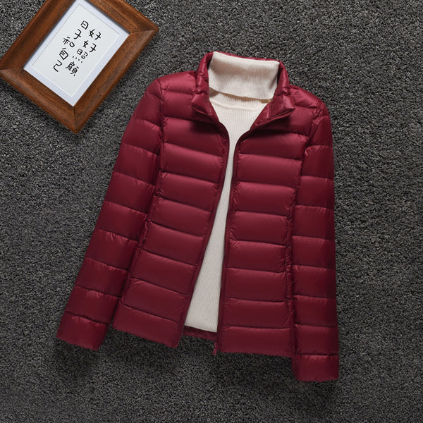 Lightweight Down Jacket Women Stand-up Collar - ROUTINE FASHION