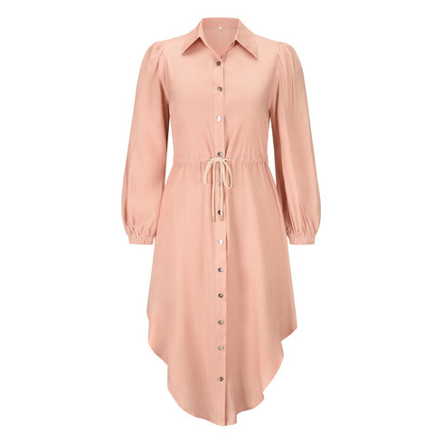 Women's Fashion Temperament Mid-length Shirt Dress - ROUTINE FASHION