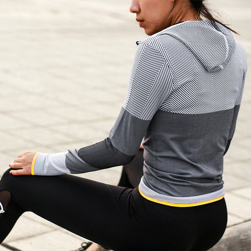 Women Hooded running jacket Long Sleeve Sweatshirt - ROUTINE FASHION