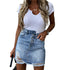 Retro irregular ripped denim skirt - ROUTINE FASHION