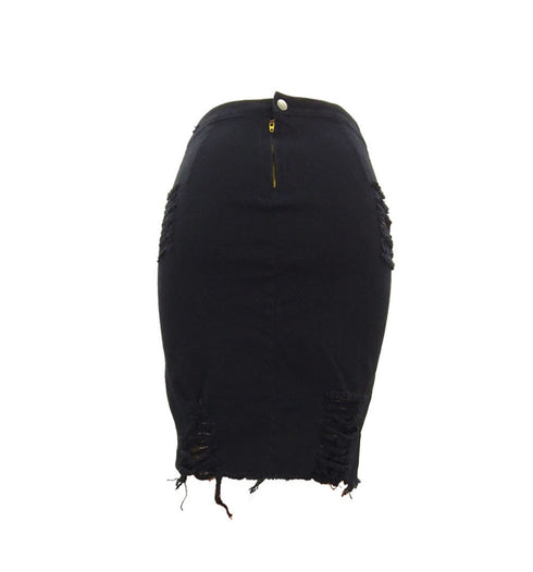 Hole bag hip skirt denim skirt - ROUTINE FASHION