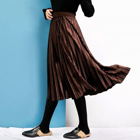 Gold velvet pleated skirt - ROUTINE FASHION