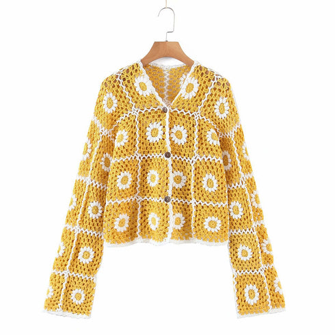 Women's Fashion Handmade Sunflower Crochet Cardigan - ROUTINE FASHION