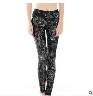 Digital printing leggings tights nine pants women - ROUTINE FASHION