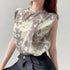 Tie-dyed shoulder pads casual T-shirt vest women - ROUTINE FASHION