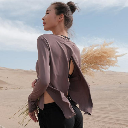 Ladies Nylon Long Sleeve Breathable T-Shirt Blouse - ROUTINE FASHION