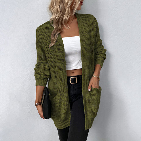 Women's Solid Color Pocket Sweater Women's Cardigan Coat - ROUTINE FASHION