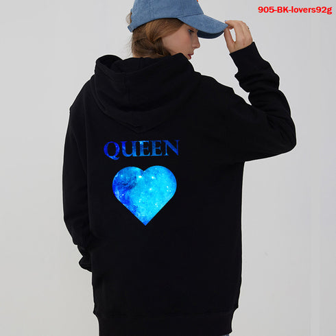 Women Hoodies King Queen Printed Sweatshirt Lovers - ROUTINE FASHION