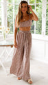 Women's Suspenders Printed Tops Wide Leg Pants Suit - ROUTINE FASHION
