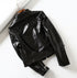 Black Bright Leather PU Short Motorcycle Leather Jacket Women's Jacket - ROUTINE FASHION