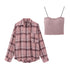 Polo Collar Plaid Shirt Jacket Women's - ROUTINE FASHION