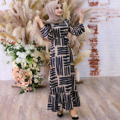 Printed Long Elegant Plain Tunic Dress - ROUTINE FASHION