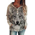 Women's Animal Wolf Print Casual Hoodie - ROUTINE FASHION