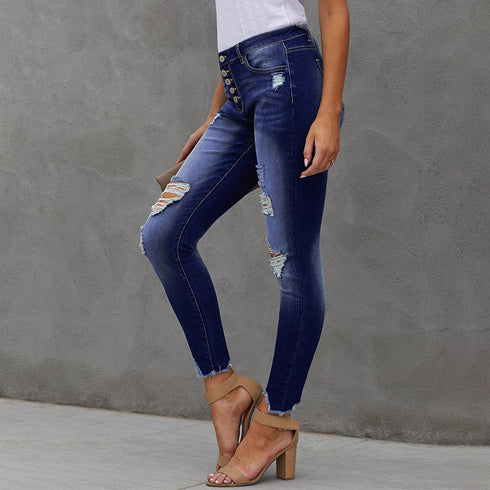 Women Hand Worn High Rise Cropped Jeans - ROUTINE FASHION