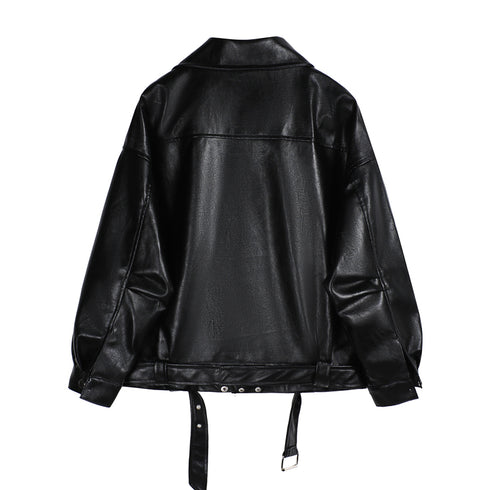 Loose All-match Motorcycle Short Leather Jacket Women's Jacket - ROUTINE FASHION