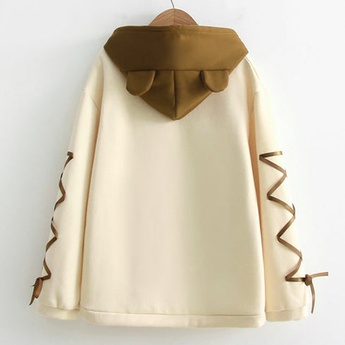 Women Kawaii A Bear Cap Hoodies Sweatshirt Harajuku Tops - ROUTINE FASHION