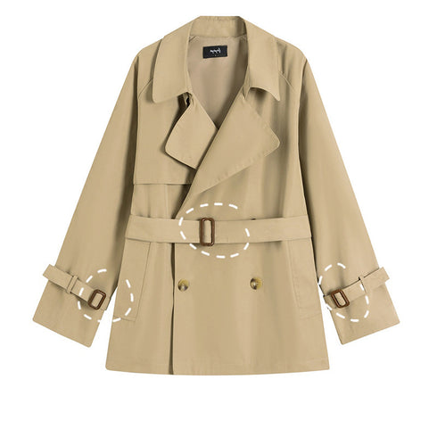 Khaki Trench Coat For Women British Style Small Short Thin Coat - ROUTINE FASHION