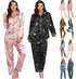 Women's Print Pajama Set Long Sleeve Tops And Pants Loungewear Sleepwear - ROUTINE FASHION