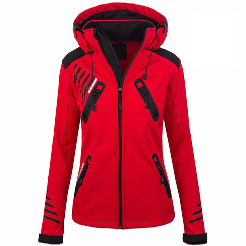 Women's Outdoor Mountaineering Soft Shell Jacket Windproof Plush - ROUTINE FASHION