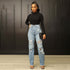 Women's Washed High Waist Straight Ripped Jeans - ROUTINE FASHION