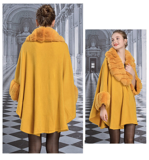 Women's Rex Rabbit Fur Shawl Cape - ROUTINE FASHION
