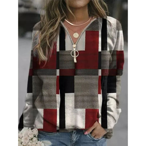 Women's Tops Checkered Sweaters Fleece Jackets - ROUTINE FASHION