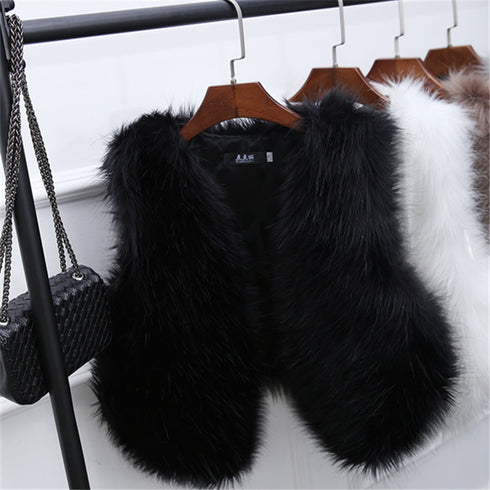 Faux Fox Fur Short Slim Waistcoat - ROUTINE FASHION