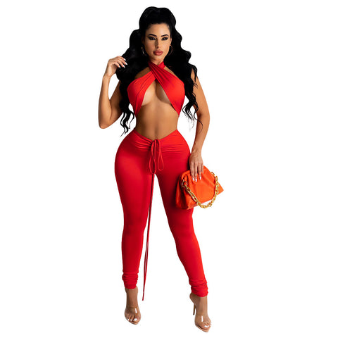 Fashion Sexy Women Two-Piece Wrap Breast Trousers - ROUTINE FASHION