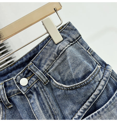 Denim Fashion Skirt High Waist A Line - ROUTINE FASHION