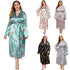 Long Robes For Women Flower Print Bathrobe V-neck Silk Sleepwear - ROUTINE FASHION