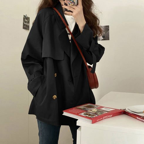 Khaki Trench Coat For Women British Style Small Short Thin Coat - ROUTINE FASHION