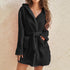 Solid Colour Hooded Home Warm Bathrobe For Women - ROUTINE FASHION
