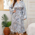 Long Robes For Women Flower Print Bathrobe V-neck Silk Sleepwear - ROUTINE FASHION