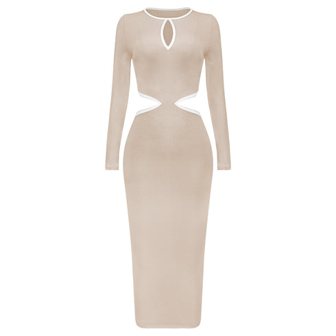 Women's Hip Skirt Color Contrast Patchwork One-step Dress - ROUTINE FASHION