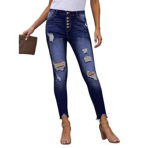 Women Hand Worn High Rise Cropped Jeans - ROUTINE FASHION