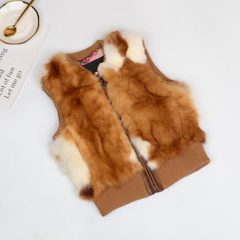 Short Rex Rabbit Fur Waistcoat Waistcoat - ROUTINE FASHION
