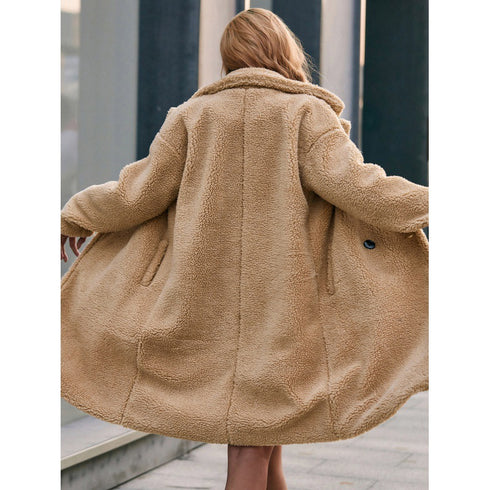 Loose Mid-length Plush Trench Coat - ROUTINE FASHION