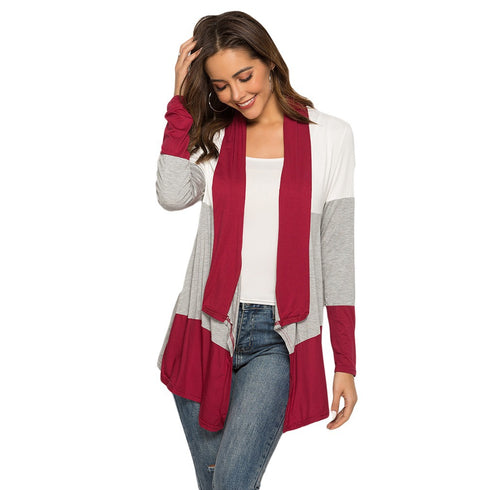 Three-color Contrast Stitching Long-sleeved Sweater - ROUTINE FASHION