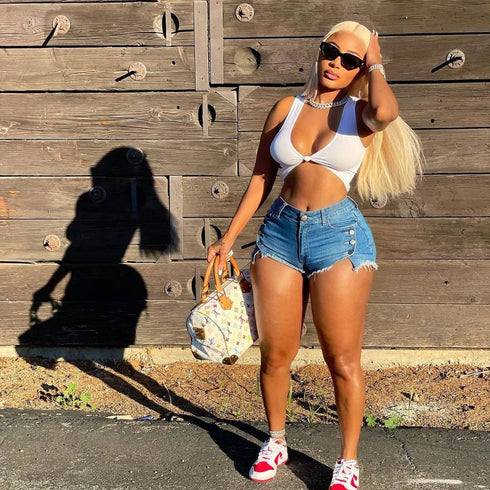 Ins Net Red Sexy Elastic Denim Shorts Women - ROUTINE FASHION